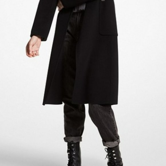 MICHAEL KORS - Wool Blend Wrap Coat, Black, XS - Picture 3 of 4